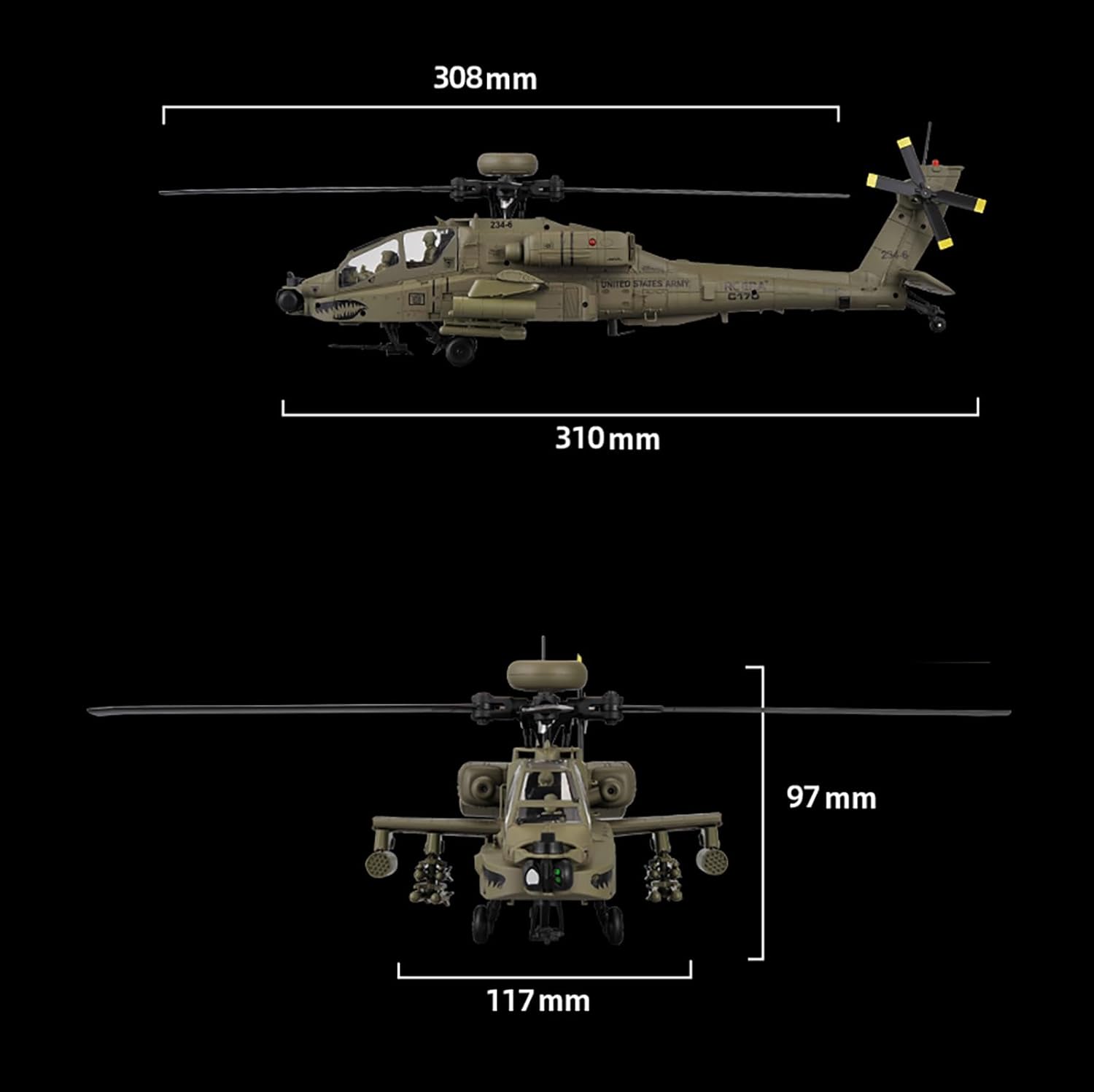 310MM 6CH C170 AH-64D 원격 조종 헬리 - Rc Hobby Helicopter 리뷰 및 가격